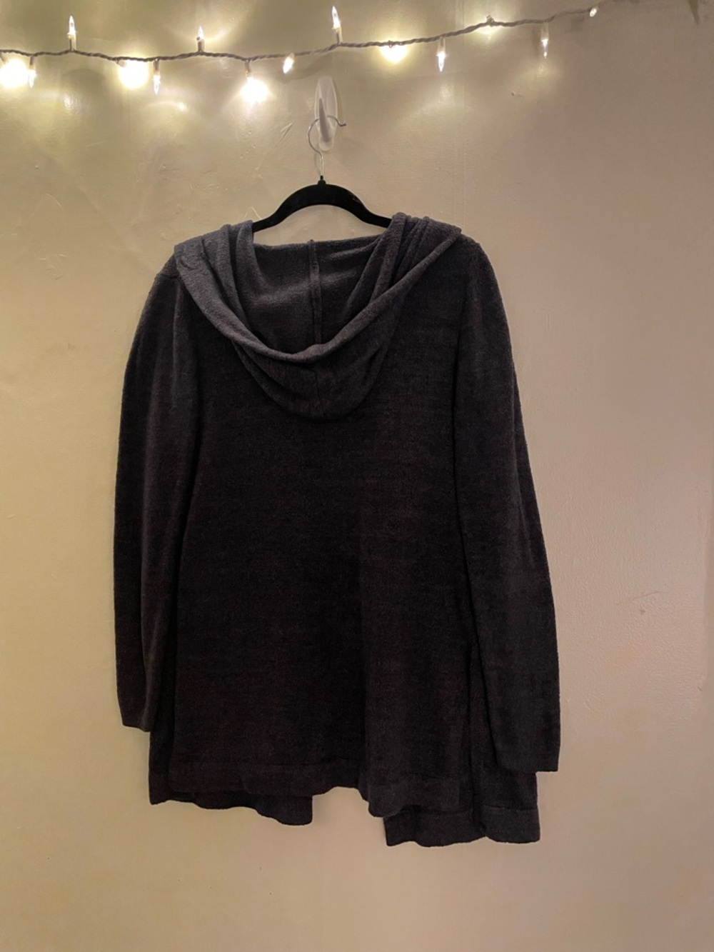 Barefoot Dreams Charcoal Grey Cozy Open-Front Plush Cardigan Pockets Warm Fuzzy - Picture 9 of 13